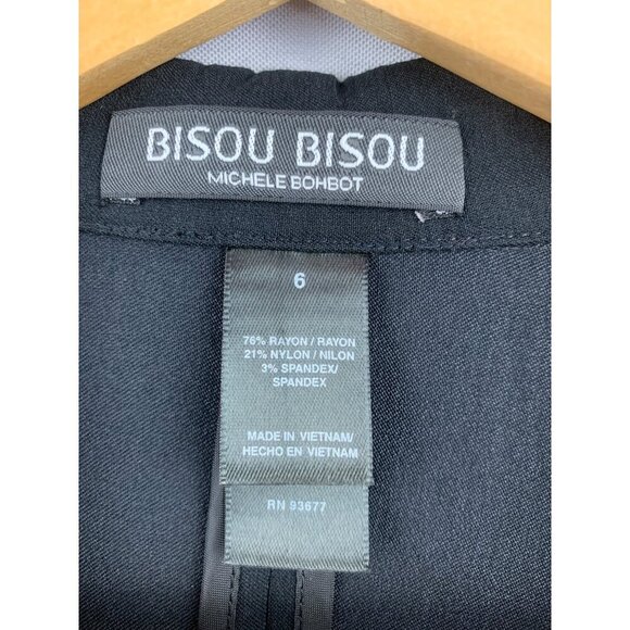 Bisou Bisou Michele Bohbot Womens Blazer Size 6 Black Classic Fit - Picture 3 of 4